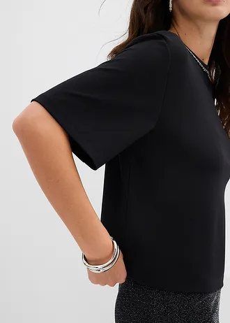 Bluză oversize cu garnitură de mărgele • negru • magazin bonprix