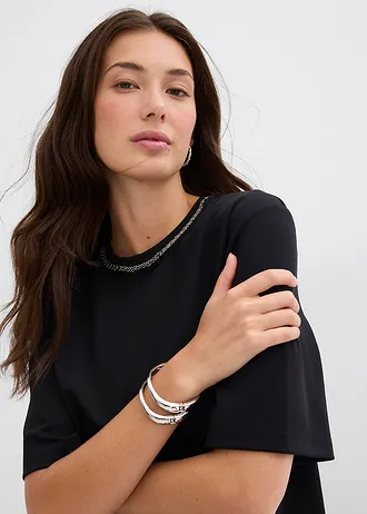 T-shirt oversize avec perles • noir • Boutique bonprix