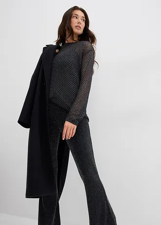 Rozkloszowane legginsy z połyskującego materiału • czarny • sklep bonprix