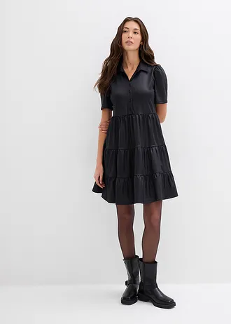 Mini jurk van glanzend materiaal • zwart • bonprix online shop