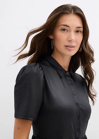 Mini jurk van glanzend materiaal • zwart • bonprix online shop