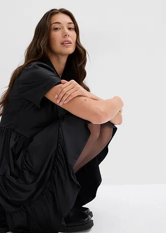 Mini jurk van glanzend materiaal • zwart • bonprix online shop