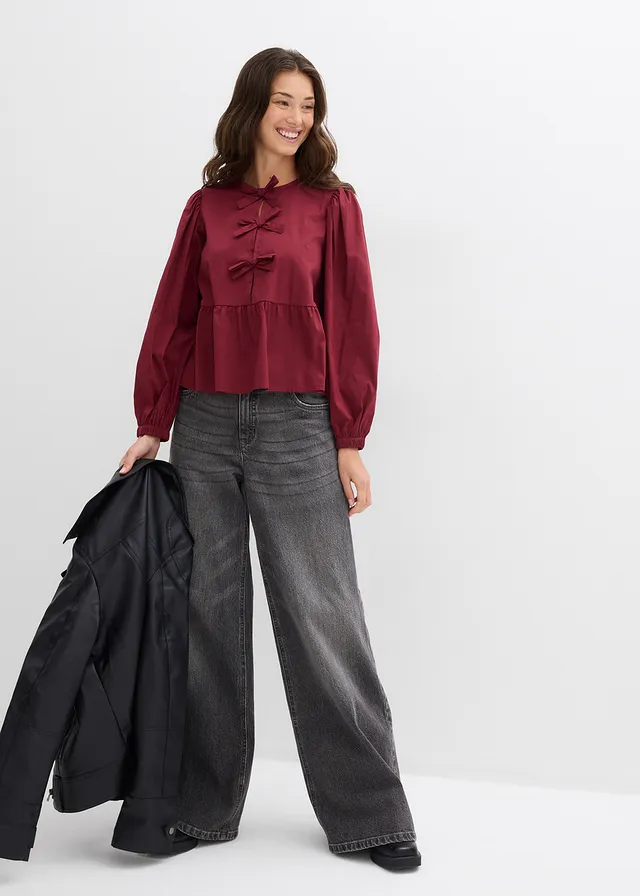 Blouse ornée de nœuds • rouge rubis • product-page.page-title-suffix