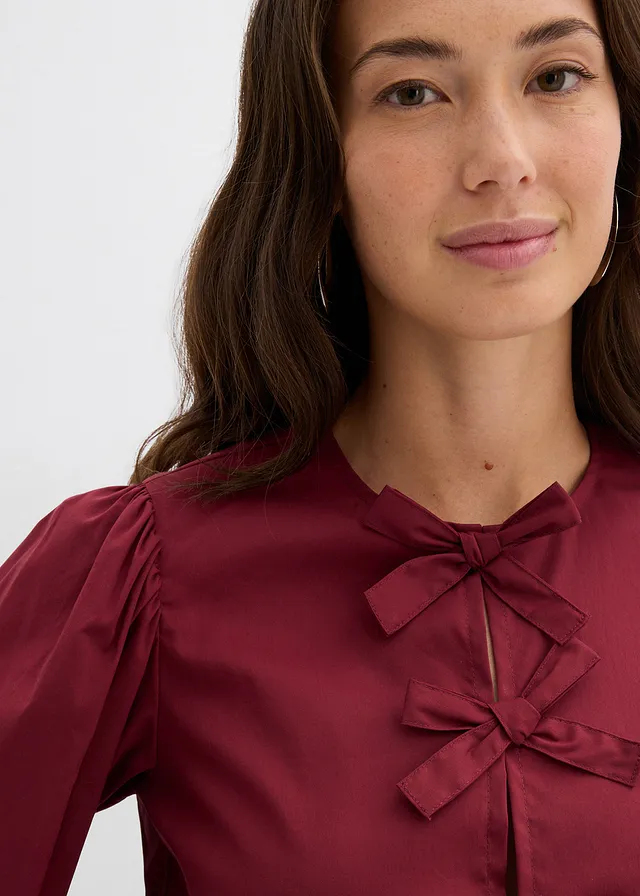 Blouse ornée de nœuds • rouge rubis • product-page.page-title-suffix