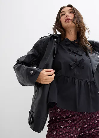 Blouse met lussen • zwart • bonprix online shop