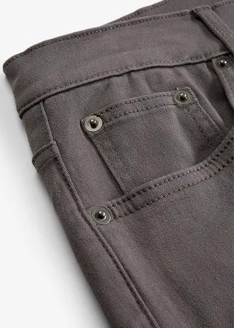 Pantaloni Regular Fit termo cu stretch, cu căptușeală moale din flanel, drepți • gri închis • magazin bonprix