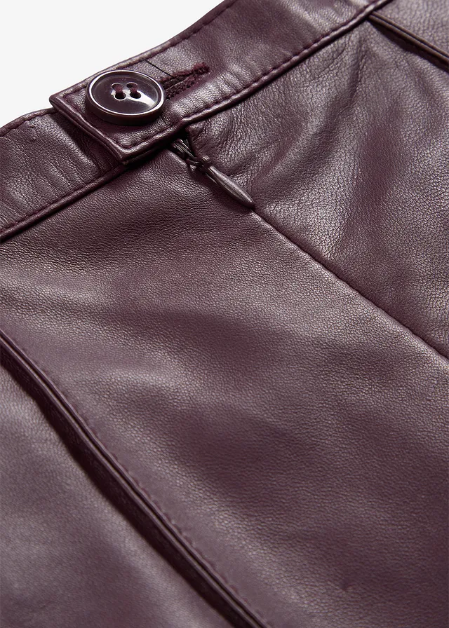 Jupe évasée en cuir d’agneau nappa • bordeaux • product-page.page-title-suffix