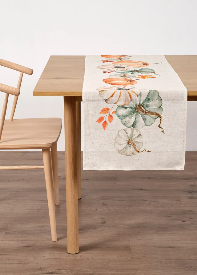 Chemin de table contenant du lin • crème/orange/vert • product-page.page-title-suffix