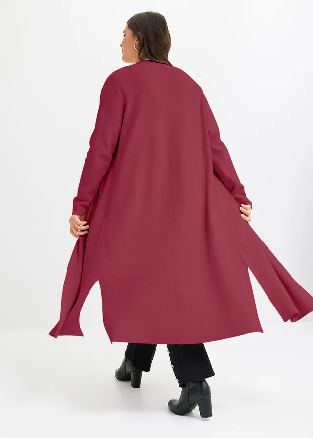 Lang vest met viscose, Kleur: kersenrood