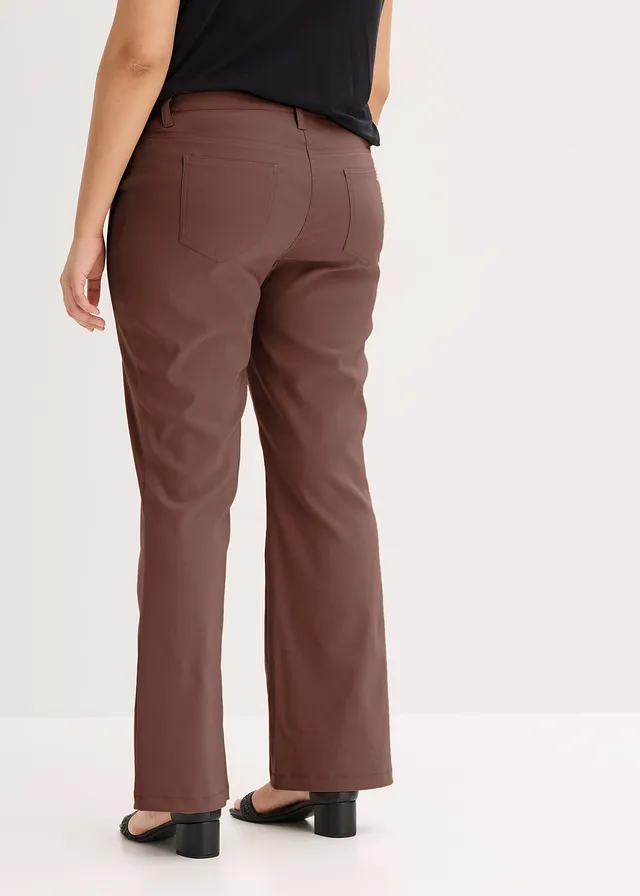 Stretch broek, bootcut, Kleur: bruin