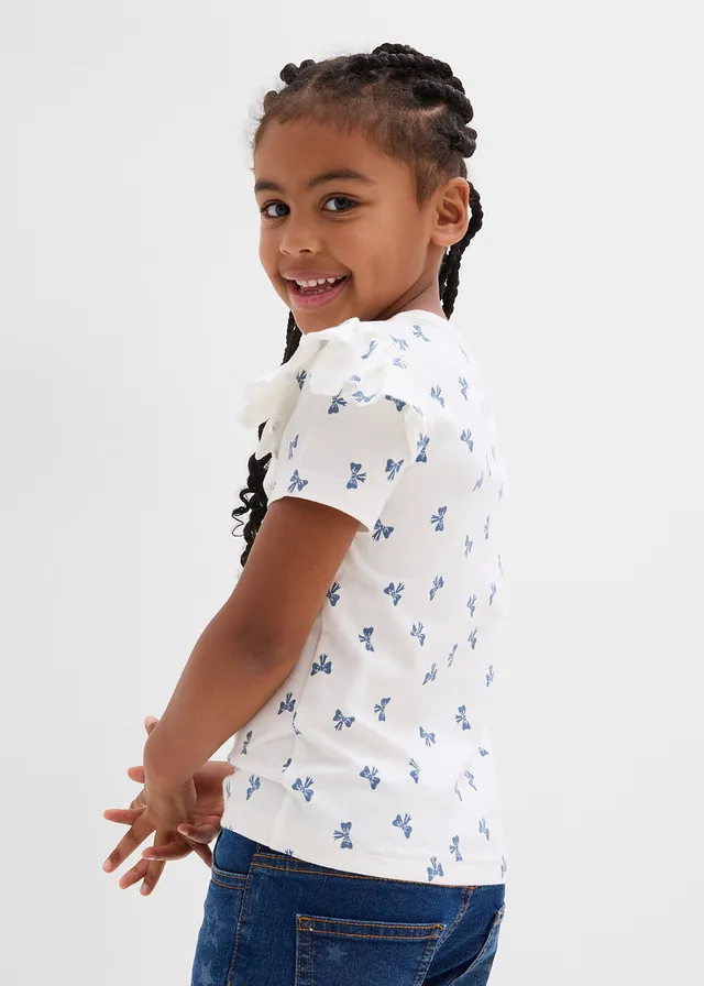 T-shirt en coton extensible, Couleur: écru imprimé