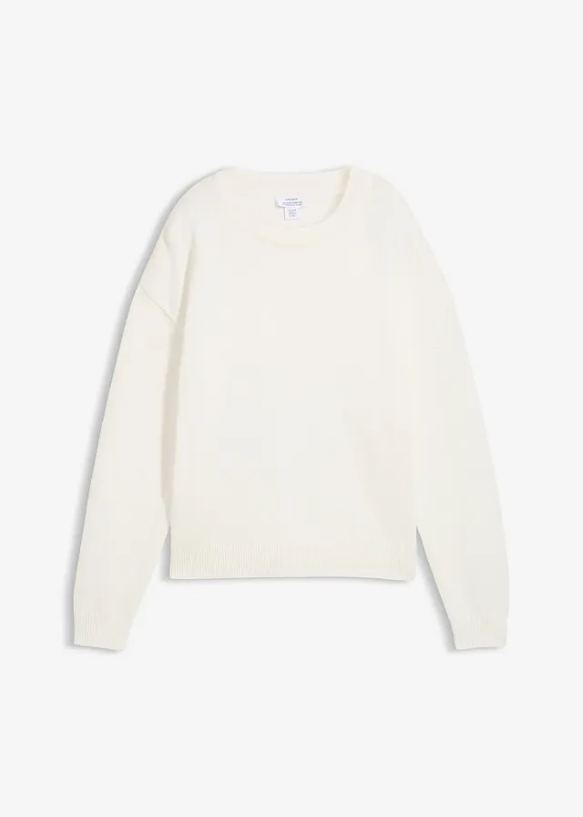Oversized trui van puur katoen, Kleur: wolwit