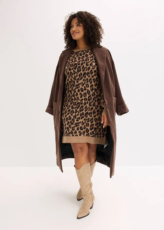 Robe en maille, Couleur: beige léopard
