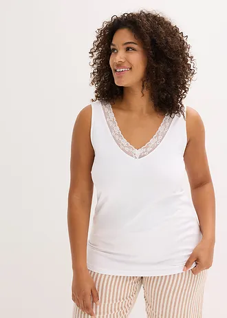 Spodní košilka s organickou bavlnou a krajkou (2 ks v balení), barva: černá + bílá