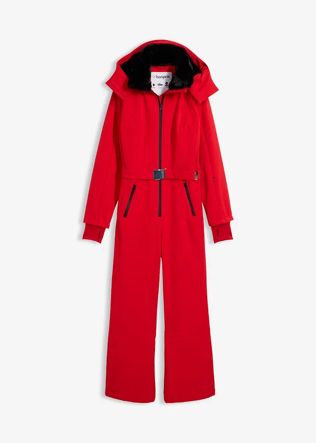 Costum de schi din softshell impermeabil, cu căptușeală călduroasă • roșu-lavă • magazin bonprix