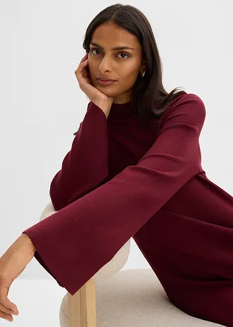 Kötött ruha A-fazonban, viszkóz keverékből • juharpiros • bonprix áruház