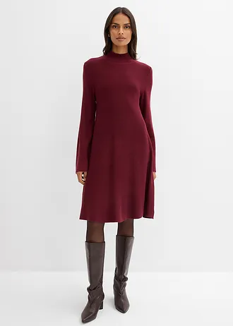 Rochie tricotată cu croi în A, din mix cu viscoză • roșu arțar • magazin bonprix