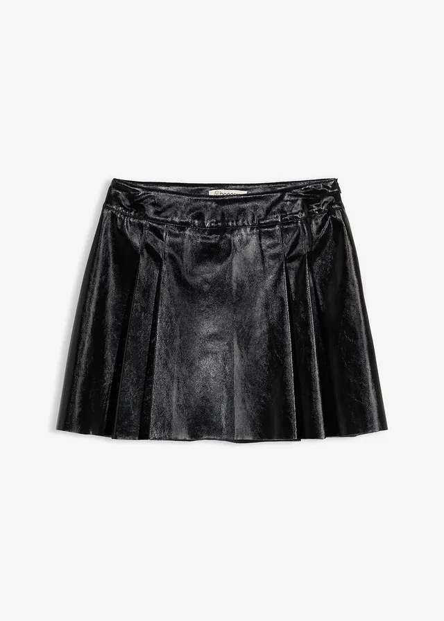 Fustă scurtă din imitație de piele cu pliseuri mari