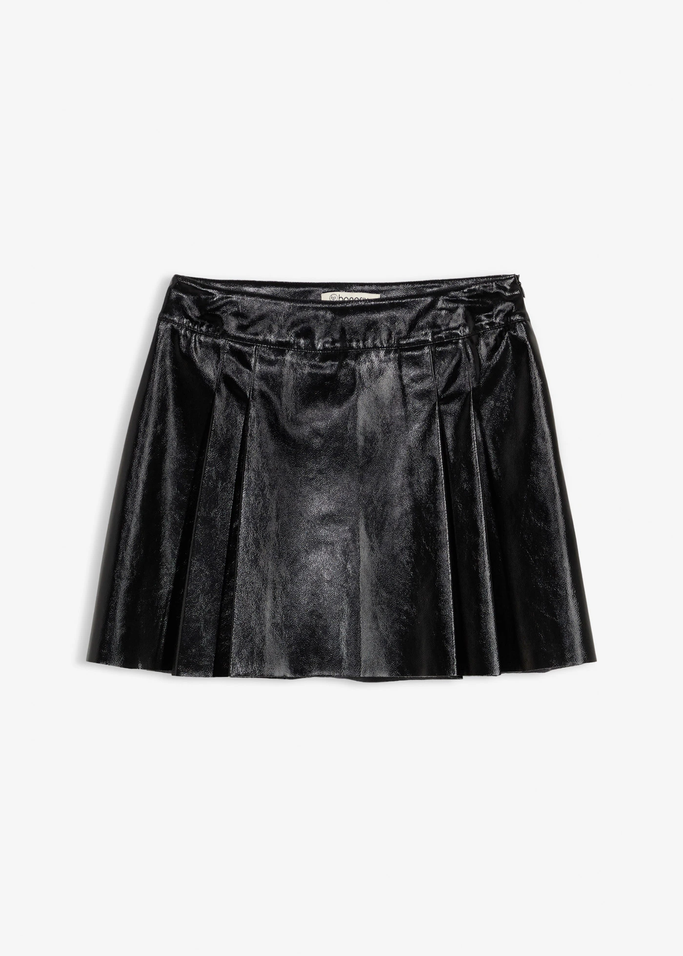 Korte rok van imitatieleer met plooien • zwart • bonprix online shop