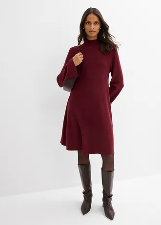 Robe trapèze en maille, viscose majoritaire, Couleur: rouge érable
