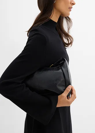 Rochie tricotată cu croi în A, din mix cu viscoză • negru • magazin bonprix