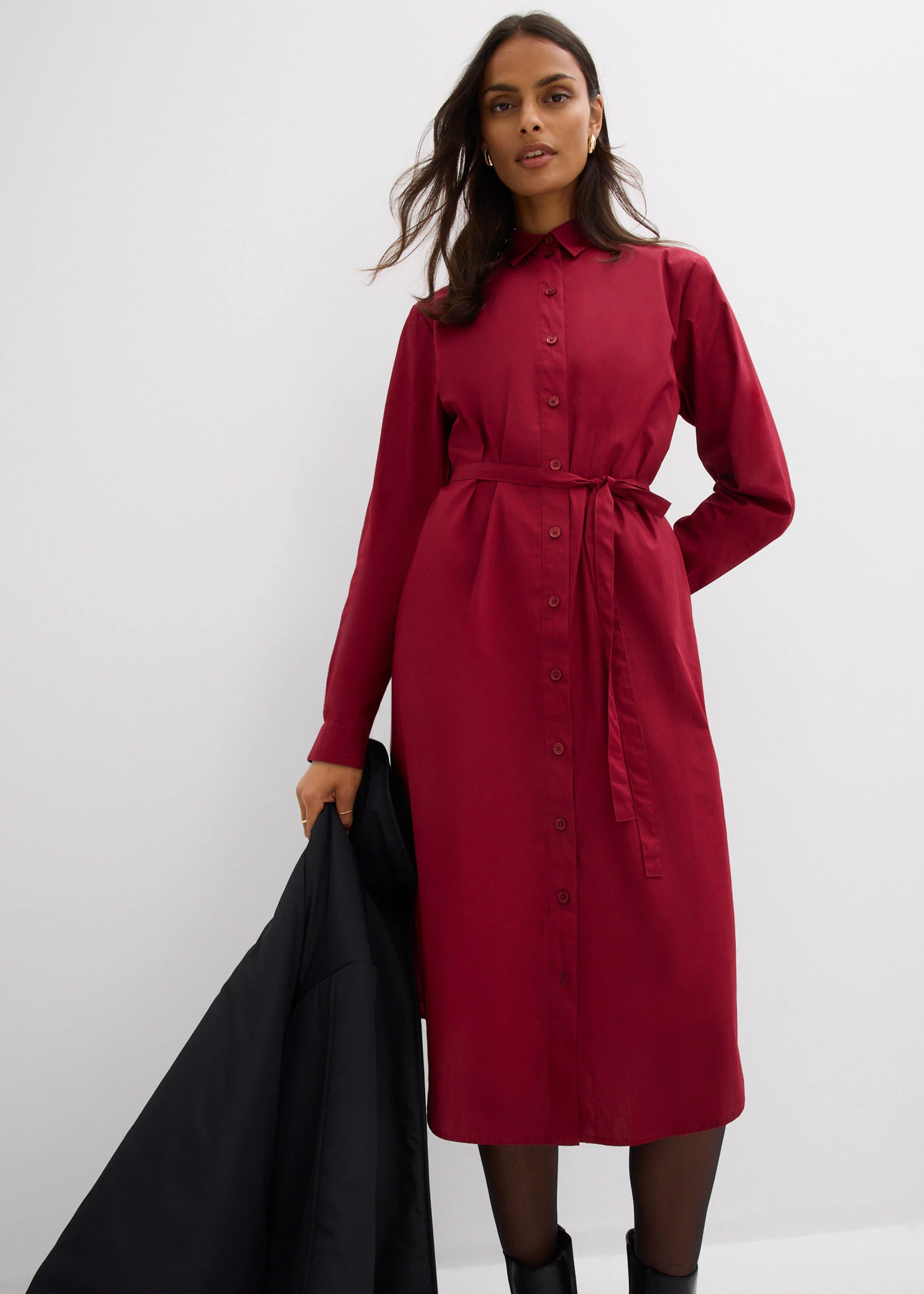 Midi jurk van puur biologisch katoen • pruimrood • bonprix online shop