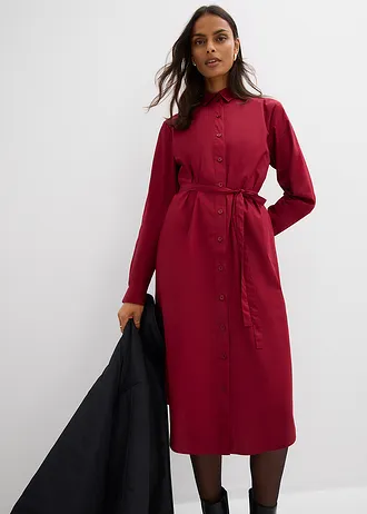 Midi jurk van puur biologisch katoen • pruimrood • bonprix online shop
