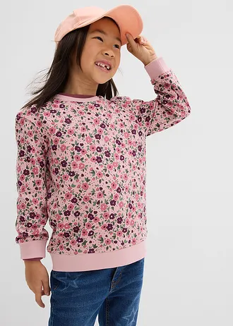 Lot de 2 sweat-shirts 100% coton • écru+rose cendré floral • Boutique bonprix