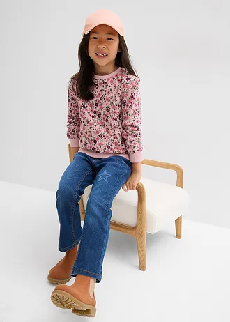 Lot de 2 sweat-shirts 100% coton • écru+rose cendré floral • Boutique bonprix