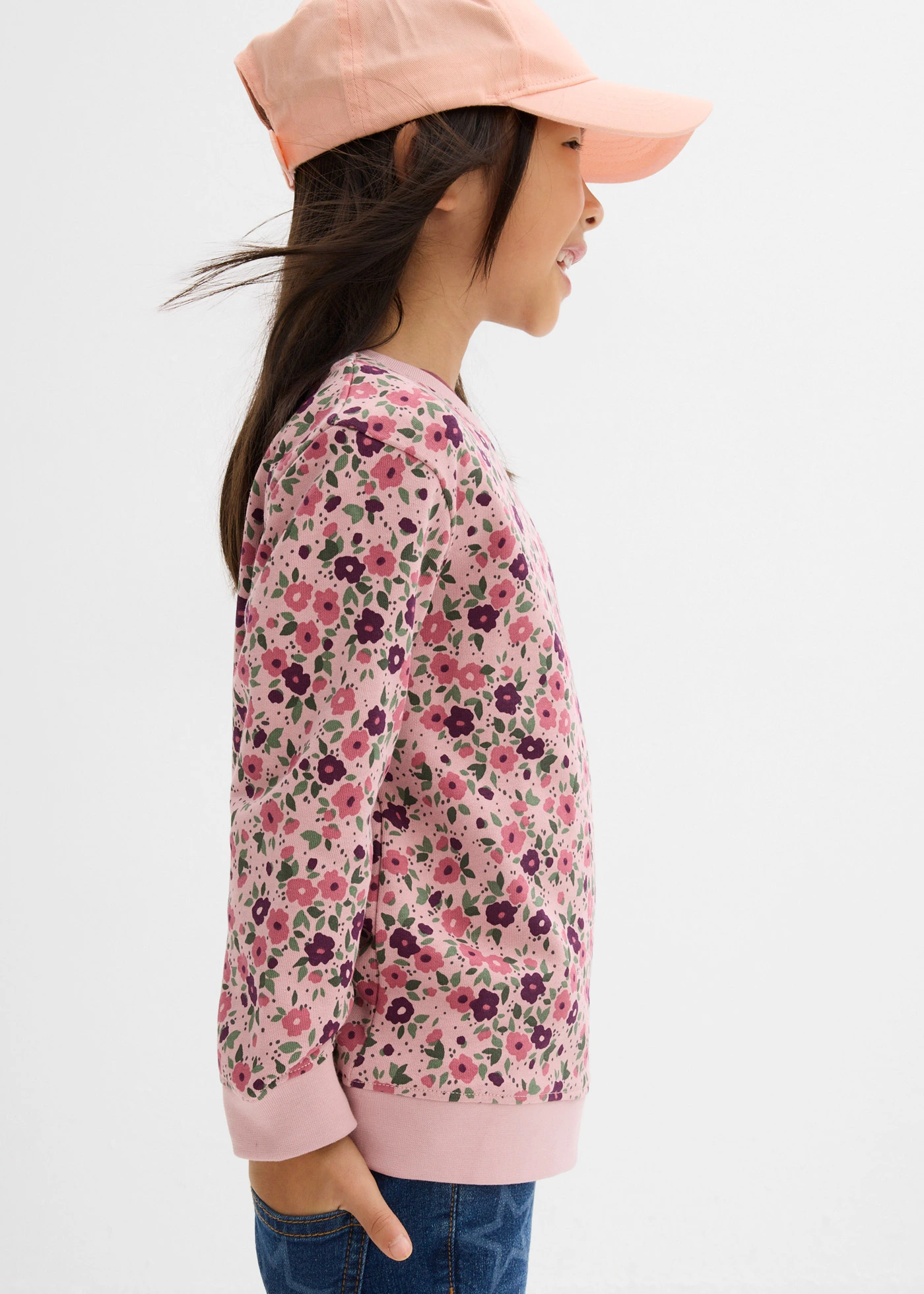 Lot de 2 sweat-shirts 100% coton • écru+rose cendré floral • Boutique bonprix