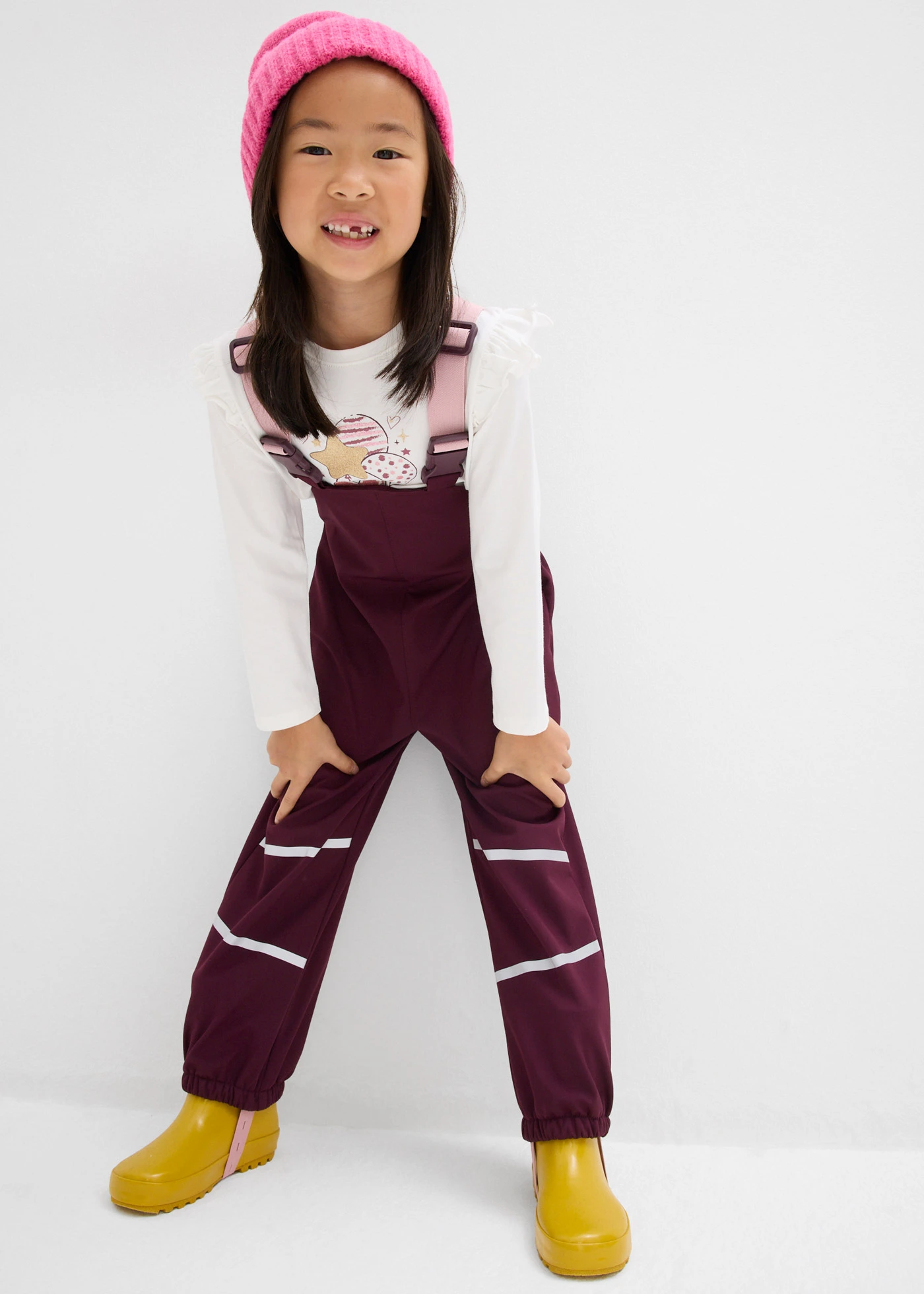 Voděodolné softshellové termo kalhoty s laclem do deště • vínovo-popelavě růžová • bonprix obchod