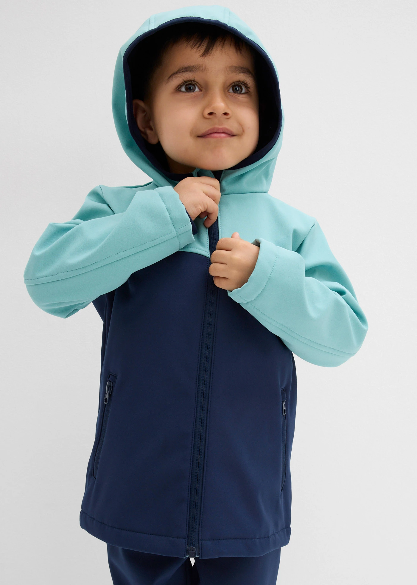 Parka thermique en softshell déperlant • bleu foncé-turquoise clair • Boutique bonprix