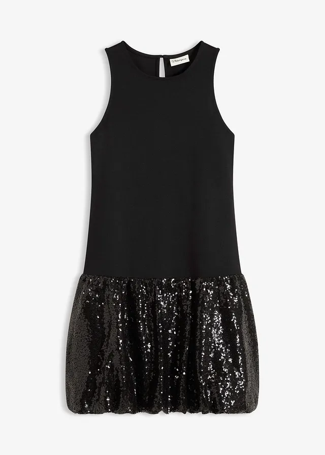 Robe à sequins en jersey milano confortable • noir • Boutique bonprix