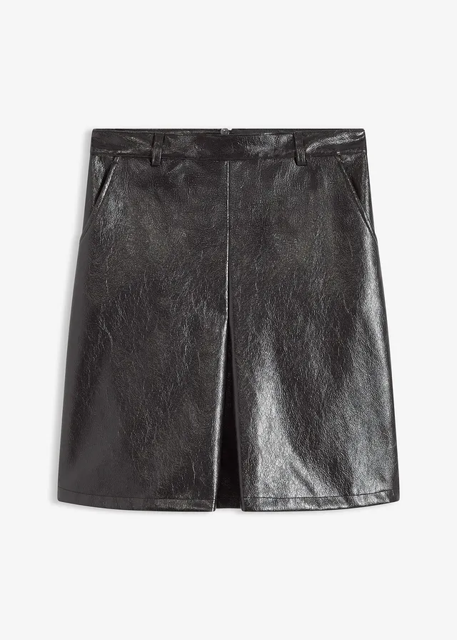Sukně se skladem, z imitace lakované kůže • tmavě hnědá • bonprix obchod
