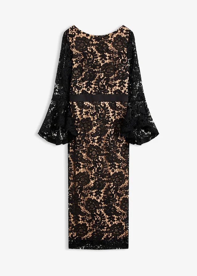 Rochie din dantelă cu inserție din satin