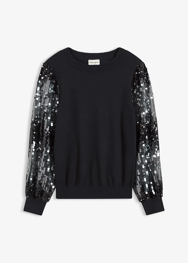 Pull en fine maille avec manches à sequins