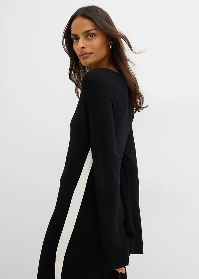 Robe en maille à détails contrastants • noir-écru • product-page.page-title-suffix