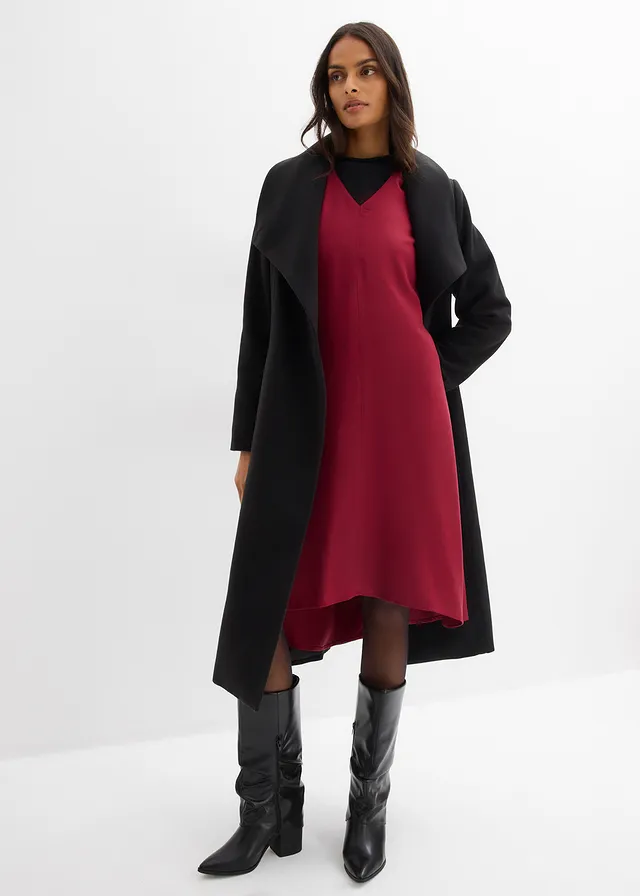 Twill jurk van soepelvallend lyocell zwart