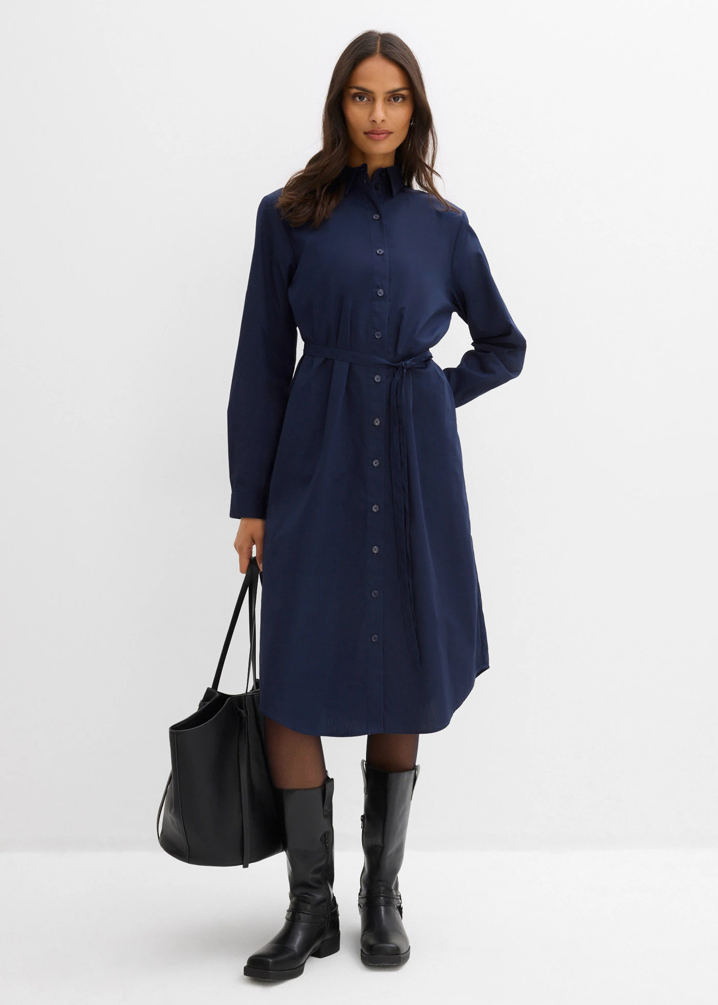 Midi jurk van puur biologisch katoen • donkerblauw • bonprix online shop