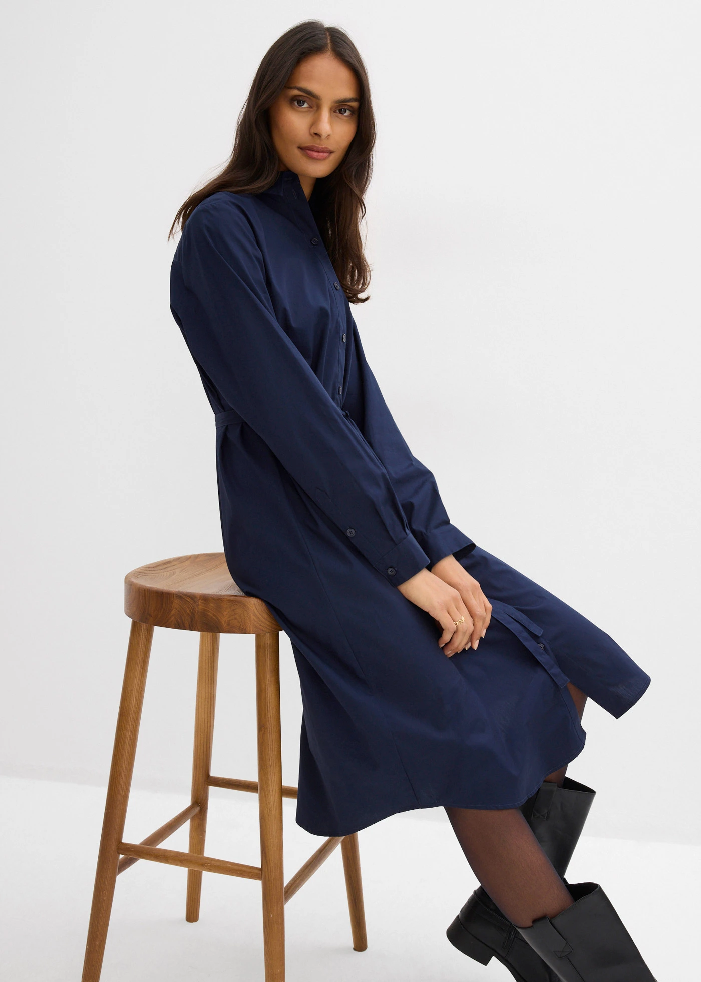 Rochie midi din bumbac organic 100% • bleumarin • magazin bonprix