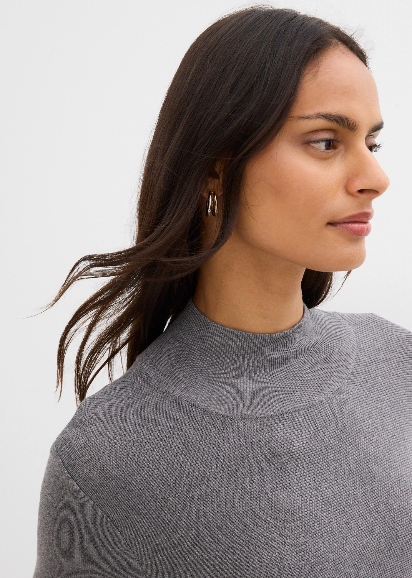 Robe trapèze en maille, viscose majoritaire • gris chiné • Boutique bonprix