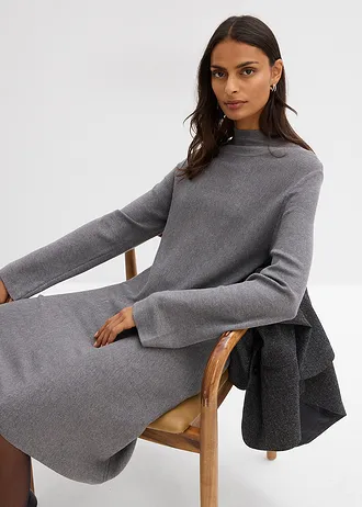 Robe trapèze en maille, viscose majoritaire • gris chiné • Boutique bonprix