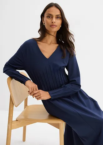 Robe confortable avec plis décoratifs • bleu foncé • Boutique bonprix
