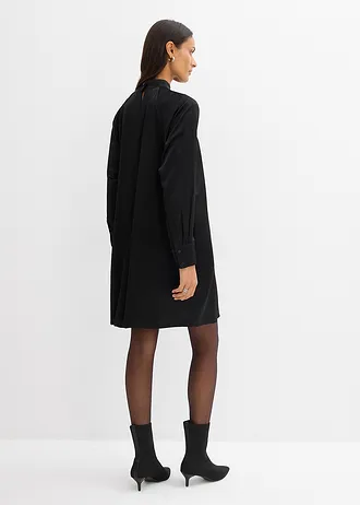 Jurk in een viscosemix, Kleur: zwart