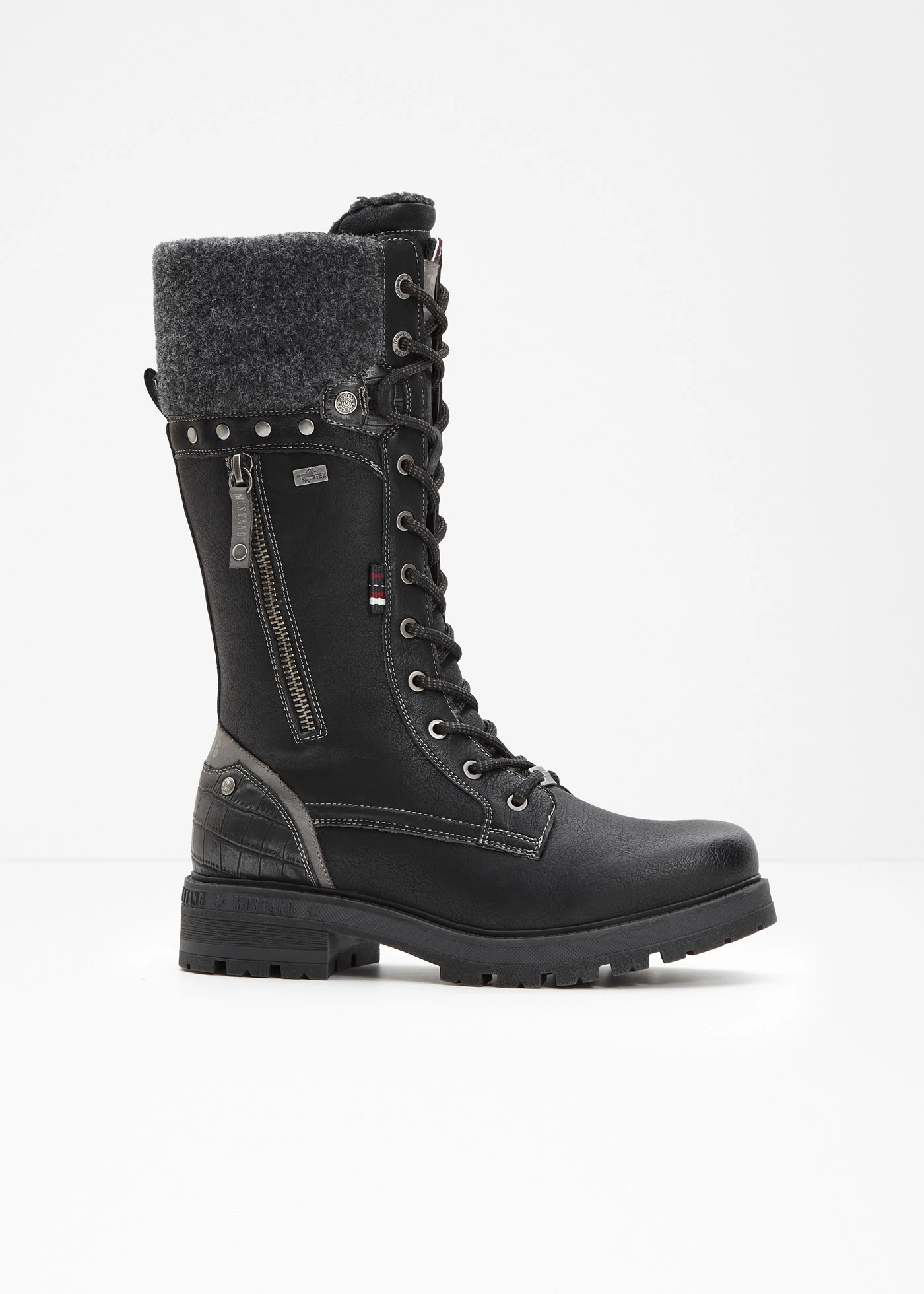 Kozaki sznurowane marki Mustang • czarny • sklep bonprix