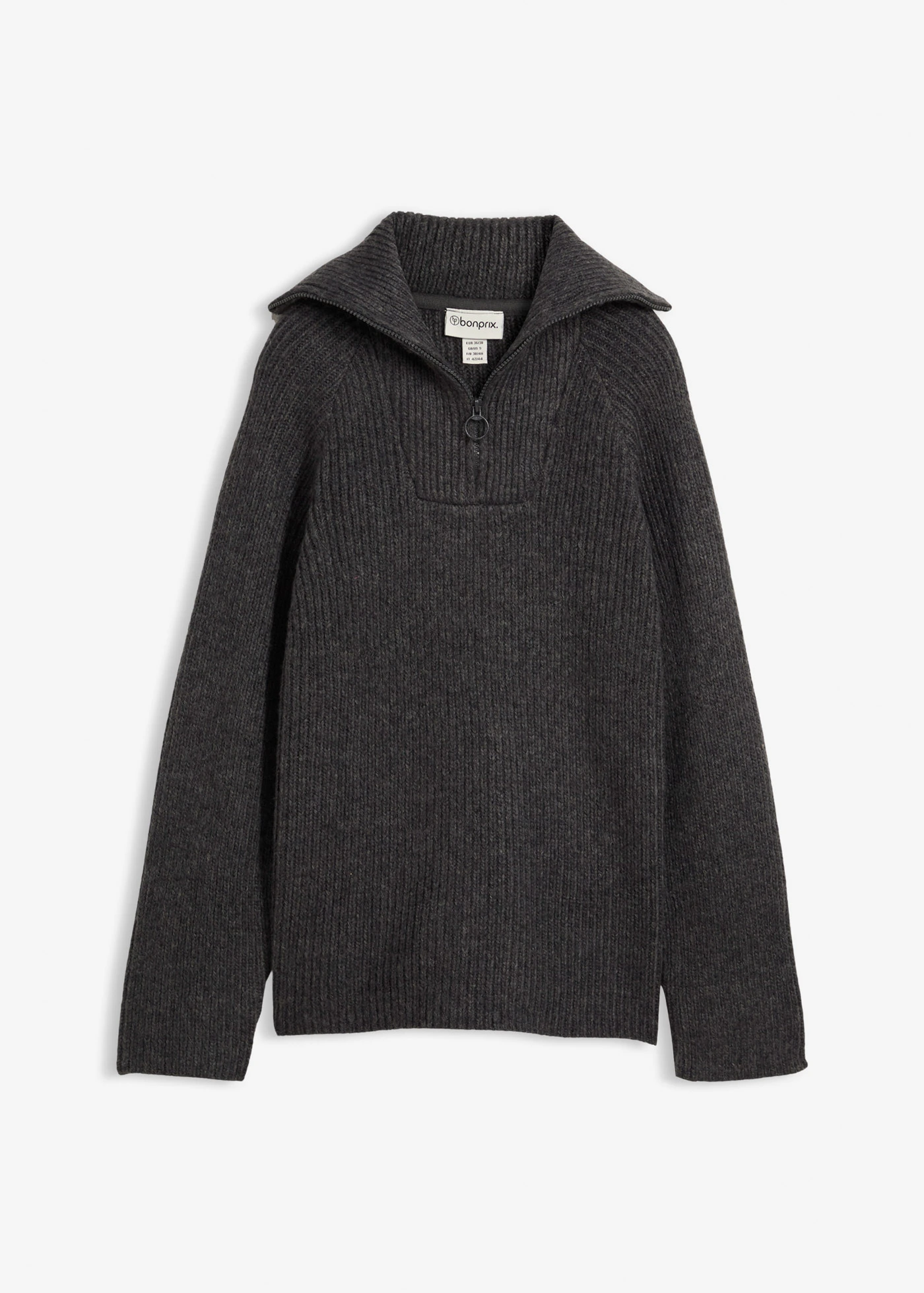 Sweter w prążki ze stójką • antracytowy • sklep bonprix