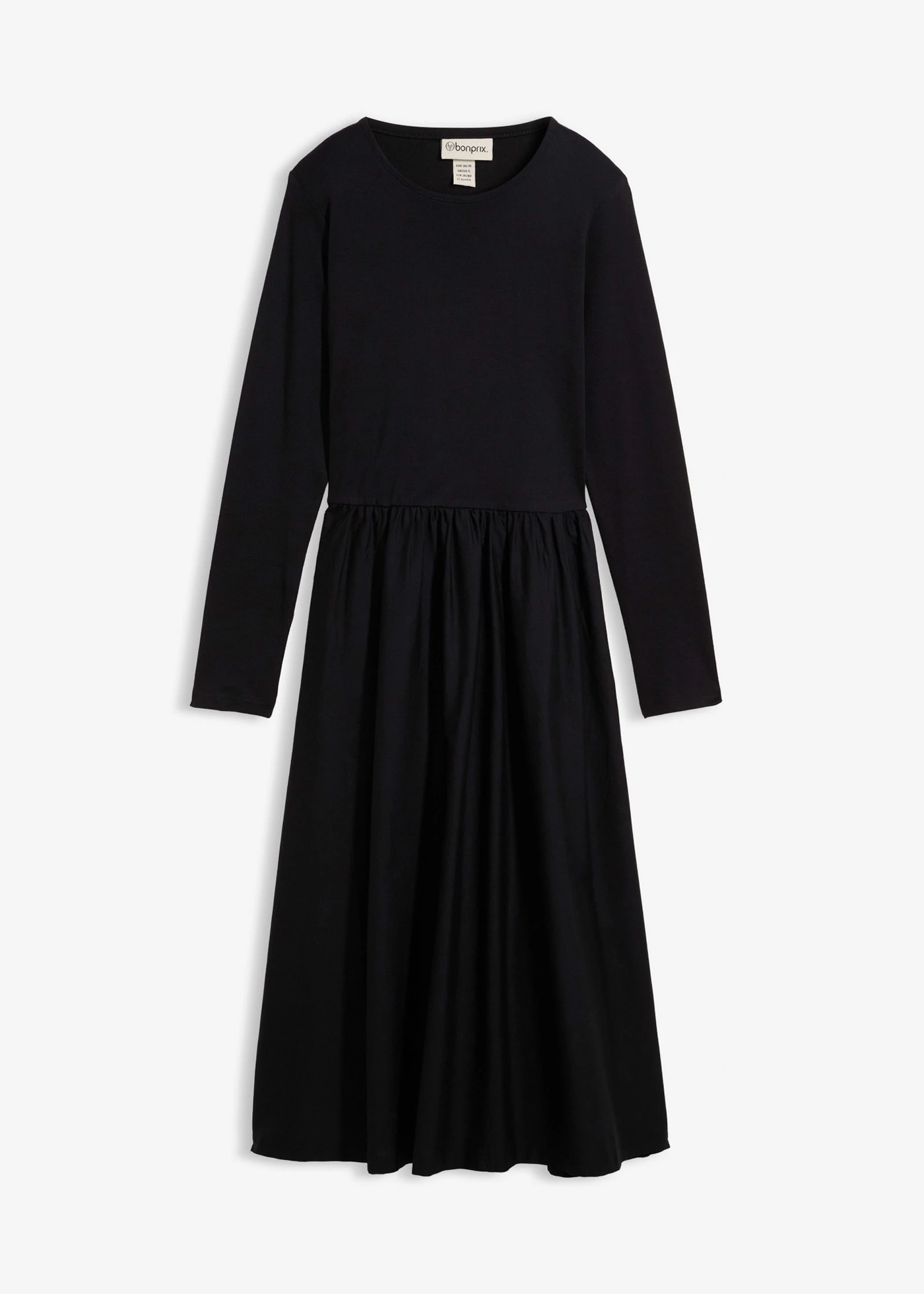 Robe bi-matière 100% coton • noir • Boutique bonprix