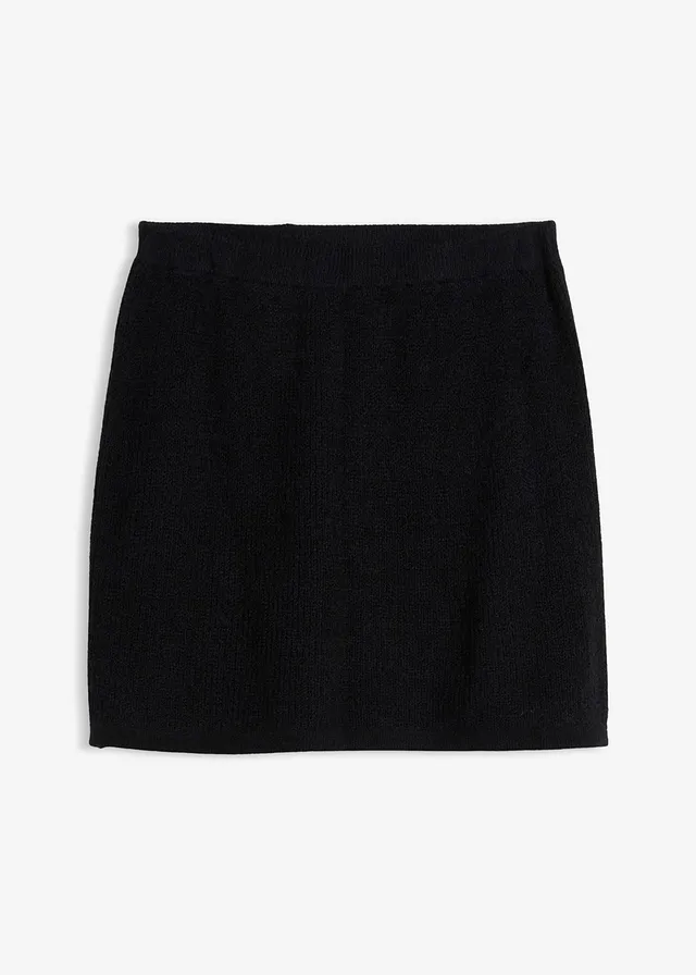 Pletená sukňa, krátka • čierna • obchod bonprix
