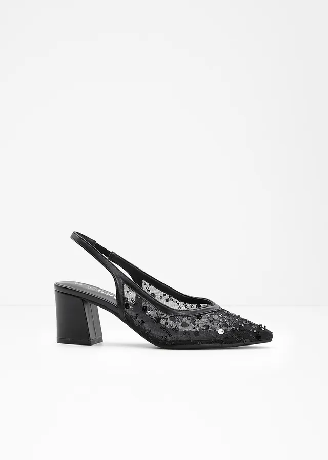 Slingback pumps, Kleur: zwart