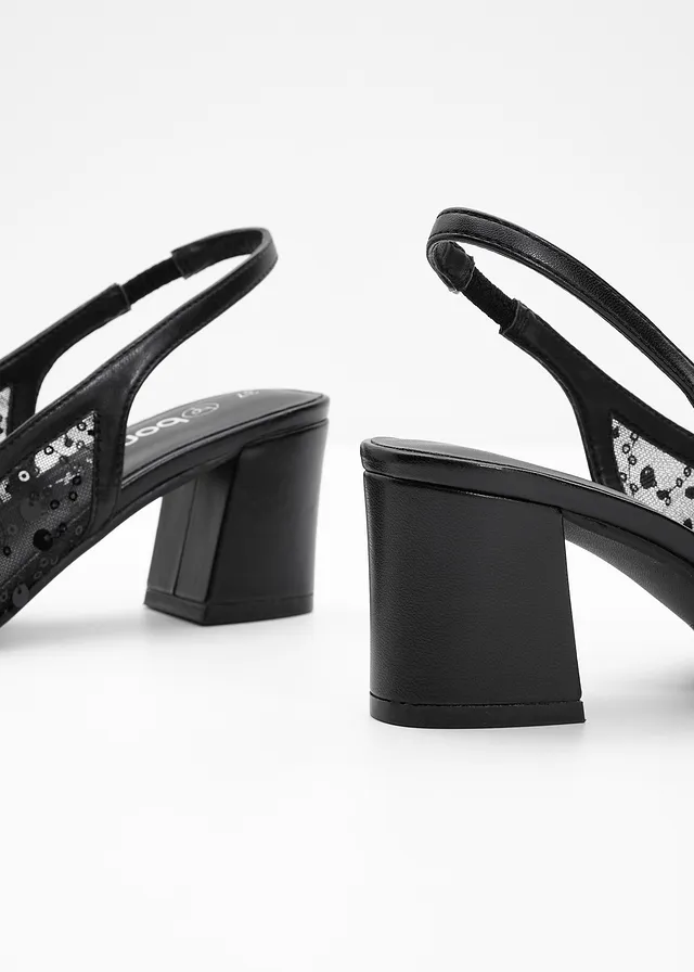 Slingback pumps, Kleur: zwart